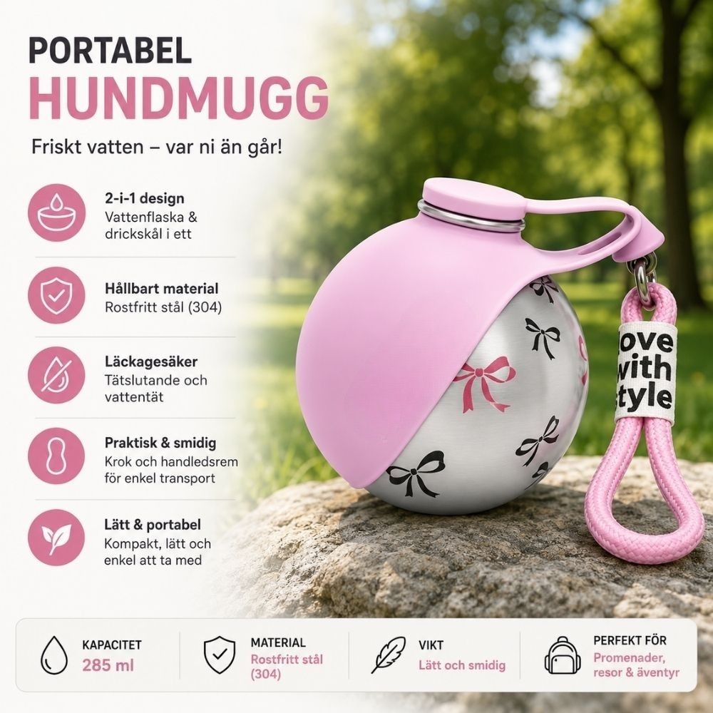 Praktisk 2-i-1 Vattenflaska för Hund – Kompakt & Hygienisk🐾