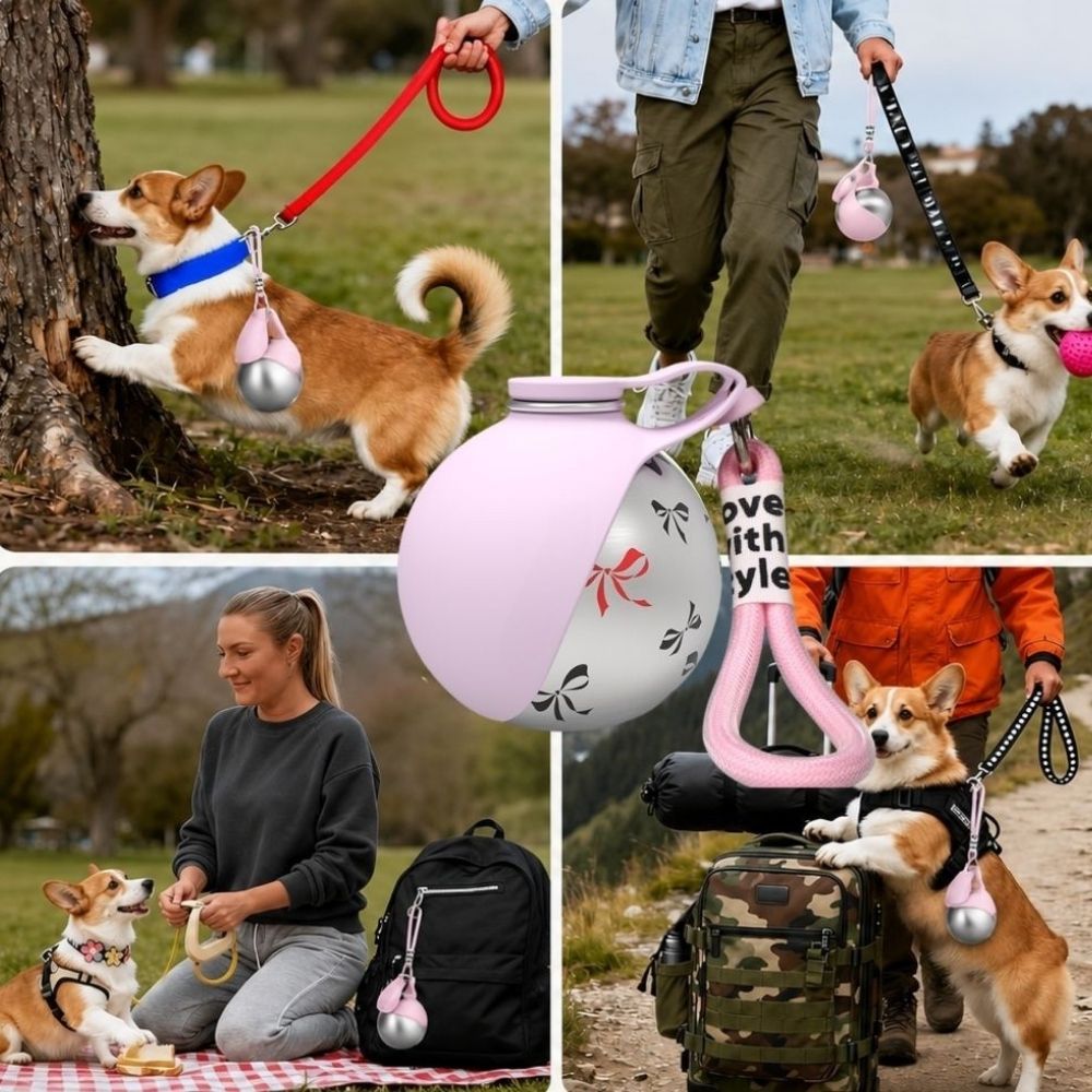 Praktisk 2-i-1 Vattenflaska för Hund – Kompakt & Hygienisk🐾