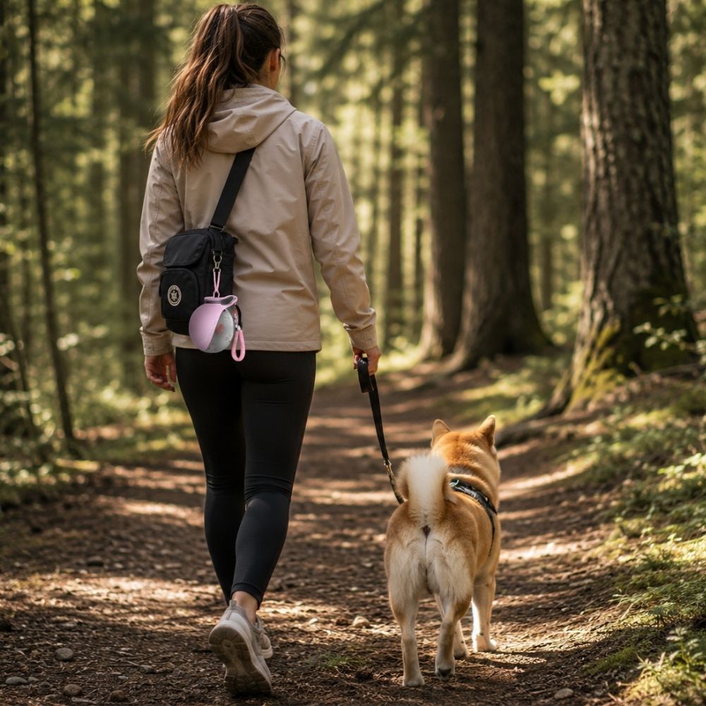 Praktisk 2-i-1 Vattenflaska för Hund – Kompakt & Hygienisk🐾